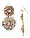 So resort chic. Delicate pink stones - and the unique gold work - of these RJ Graziano drop earrings are ready to check in, or be checked out!