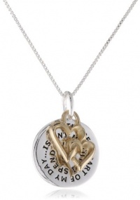 Sterling Silver The Best Part of My Day Is Any Minute I Spend with U. I Love You with Heart Charm Reversible Pendant Necklace, 18