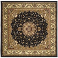 Safavieh LNH329A Lyndhurst Collection Black and Ivory Square Area Rug, 6-Feet