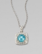 EXCLUSIVELY AT SAKS.COM. Add a little color with this pavé crystal embellished blue ceramic accented cubic zirconia doublet stone design on a link chain. CrystalsBlue ceramic accented cubic zirconiaRhodium-plated brassLength, about 16 to 18 adjustablePendant size, about ½Lobster clasp closureImported 