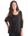 GUESS Ivy Three-Quarter Sleeve Top, JET BLACK (MEDIUM)