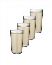 Kraftware Double Wall Insulated 24-Ounce Acrylic Drinkware, Ivory, Set of 4