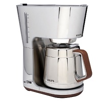 Rise and shine with this sleek, high gloss stunner. Crafted of stainless steel and chrome, and accented with natural wood, this 10-cup brewer is equal parts beauty and brains. A 10-cup thermal carafe keeps coffee warm for hours and an anti-drip function will keep your countertops as gleaming as your coffee machine.