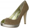 Calvin Klein Women's Sandie Metallic Hair Calf Peep-Toe Pump