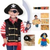 Melissa & Doug Pirate Outfit Dress Up Costume with Pirate Parrot, Map and Coins Set of 5 Items