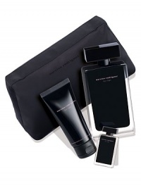 Narciso Rodriguez offers the ultimate elegant gift set featuring 3.3 oz. Eau de Toilette, 0.25 oz. miniature, new 1.6 oz. hand cream formula and a black couture pouch.