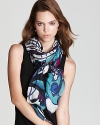 Fall for florals with the beautiful, abstract lily print of Selection Privee's cashmere-blend scarf.