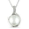 Sterling Silver FW Pearl and Diamond Pendant