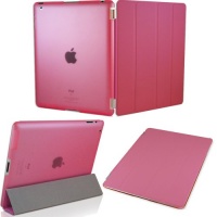 KHOMO ® DUAL CASE Pink Smart Cover FRONT + Pink Crystal Back Protector with Rubberized texture for Apple iPad 2 , iPad 3 & iPad 4 (The new iPad HD)