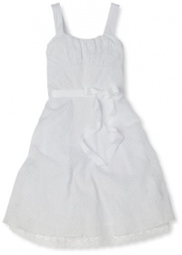 Ruby Rox Kids Girls 7-16 Eyelet With Ribbon Dress, White, 14