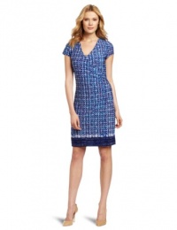 Jones New York Women's Cap Sleeve Dress, Classic Navy Combo, X-Large