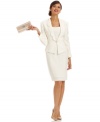 A special event deserves a special outfit: Tahari by ASL combines a petite sheath with a feminine, scalloped-lapel jacket for a unique look.