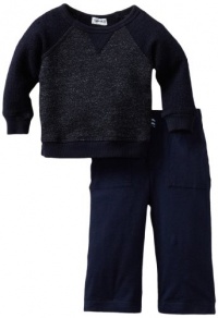 Splendid Littles Baby-Boys Newborn Charcoal French Terry Sweatshirt Set, Navy, 12-18 Months