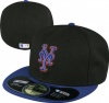 New York Mets MLB 59Fifty ROAD Fitted Cap by New Era (Black-Royal)