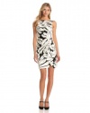 London Times Women's Side Ruched Printed Dress