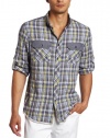 Calvin Klein Jeans Men's Exodus Plaid Military Long Sleeve Woven Shirt