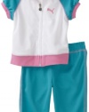 Puma - Kids Baby Girls Infant Zip Jacket And Mesh Capri Set, Blue Bird, 18 Months