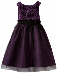 Bloome Girls 7-16 Flocked Special Occasion Dress, Purple, 16