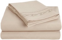 Bed Sheet Set - Full (Double) Size, Beige Cream, - 1800 Chain Design