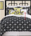 Trina Turk Bedding, Trellis Black 18 Square Black Border Decorative Pillow