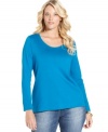 Enjoy the sumptuous feel of Charter Club's long sleeve plus size top, crafted from Pima cotton-- snag all the colors at an Everyday Value price!