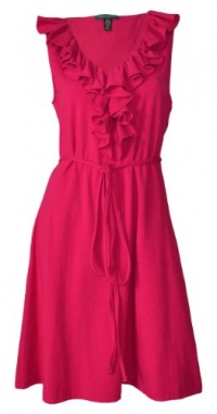 Lauren Ralph Lauren Women's Sleeveless Ruffle Collar Dress Pink