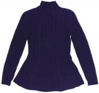 Lauren Ralph Lauren Women's Cable Knit Peplum Mockneck Sweater (Soiree Purple) (Small)