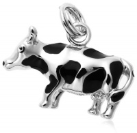 Sterling Silver Enamel Cow Charm