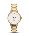 Take a citified approach to accessorizing with this gold-plated watch from kate spade new york. Its round design is city chic, while the mother-of-pearl face is oh so sophisticated.