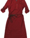 Lauren Ralph Lauren Women's Three Quarter Sleeve Belted Henley Dress (Tribal Red) (Medium)