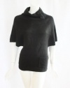 BCX womens dolman black button collar short sleeve pocket sweater S