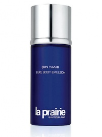 Skin Caviar Luxe Body Emulsion. A luxuriously rich body lotion formulated with caviar extract that drenches the body in an extravagant gift of moisture replacing weak, dull and dry skin with firmed, toned and illuminated skin. Contains La Prairie's exclusive cellular complex that helps stimulate the skin's natural repair process, moisturizing and energizing with nutrients that encourage optimal functioning. Discourages cellulite formation. 6.8 oz. 