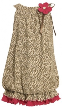 Bonnie Jean Girls 2-6X Leopard Print Knit Bubble Dress, Brown, 6