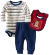 Bon Bebe Baby-boys Newborn All Star 3 Piece Pant Set, Navy/Cream/Red, 6-9 Months