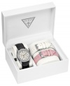 Change is going to come with this luxe chronograph watch set from GUESS.