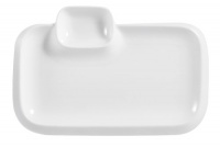 CAC China TRY-RT10 Party Collection New Bone White Porcelain Rectangular Platter with Sauce Compartment, 10-Inch by 6-1/2-Inch by 1-Inch, Box of 12