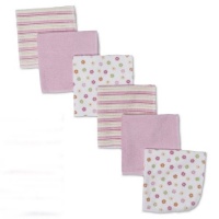 Gerber 6 Count Washcloth, Pink,