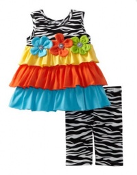 Girls Bonnie Jean Zebra Color Block Sun Dress Legging 2T (M62107)