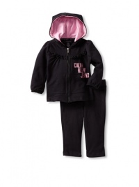 Calvin Klein Baby-Girl's Infant Hooded Pant Set, Black, 24 Months