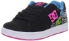 DC Kids Pixie Starburst Skate Shoe (Little Kid/Big Kid),Black/Pink/Soft Lime,7 M US Big Kid