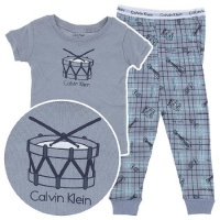 Calvin Klein Boys 2-7 Toddler Drum Pajama Set, Gray, 4T