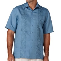 Cubavera Men's Big-Tall Short Sleeve Ornate Embroidery Panel Shirt