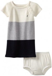 Nautica Sportswear Kids Baby-girls Infant Bold Stripe Sweater Dress, Off White, 24 Months