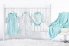 SwaddleDesigns 5 Piece zzZipMe Sack Crib Bedding Set with Cozy Blanket for Parents, Turquoise, 3-6 Months