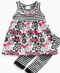 The perfect mix. Pretty prints keep your future fashionista looking fashion-forward in this fun dress and legging set from Nannette.