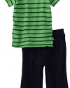 Splendid Littles Baby-boys Infant Slub Stripe Jersey Short Sleeve Tee and Pant, Android Green, 12-18 Months