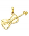 The perfect gift for your favorite violinist. Crafted in 14k gold, this sweet violin charm features a polished design with intricate details. Chain not included. Approximate length: 3/4 inch. Approximate width: 9/10 inch.