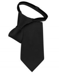 Pre-tied in the perfect permanent knot, this solid silk necktie from Nautica also has an adjustable zipper-tie neck.