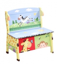 Teamson Kids Boys Storage Bench - Sunny Safari Room Collection