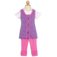 Nicole Miller Pink Purple stripe 2pc Fall Outfit Baby Girls 18M